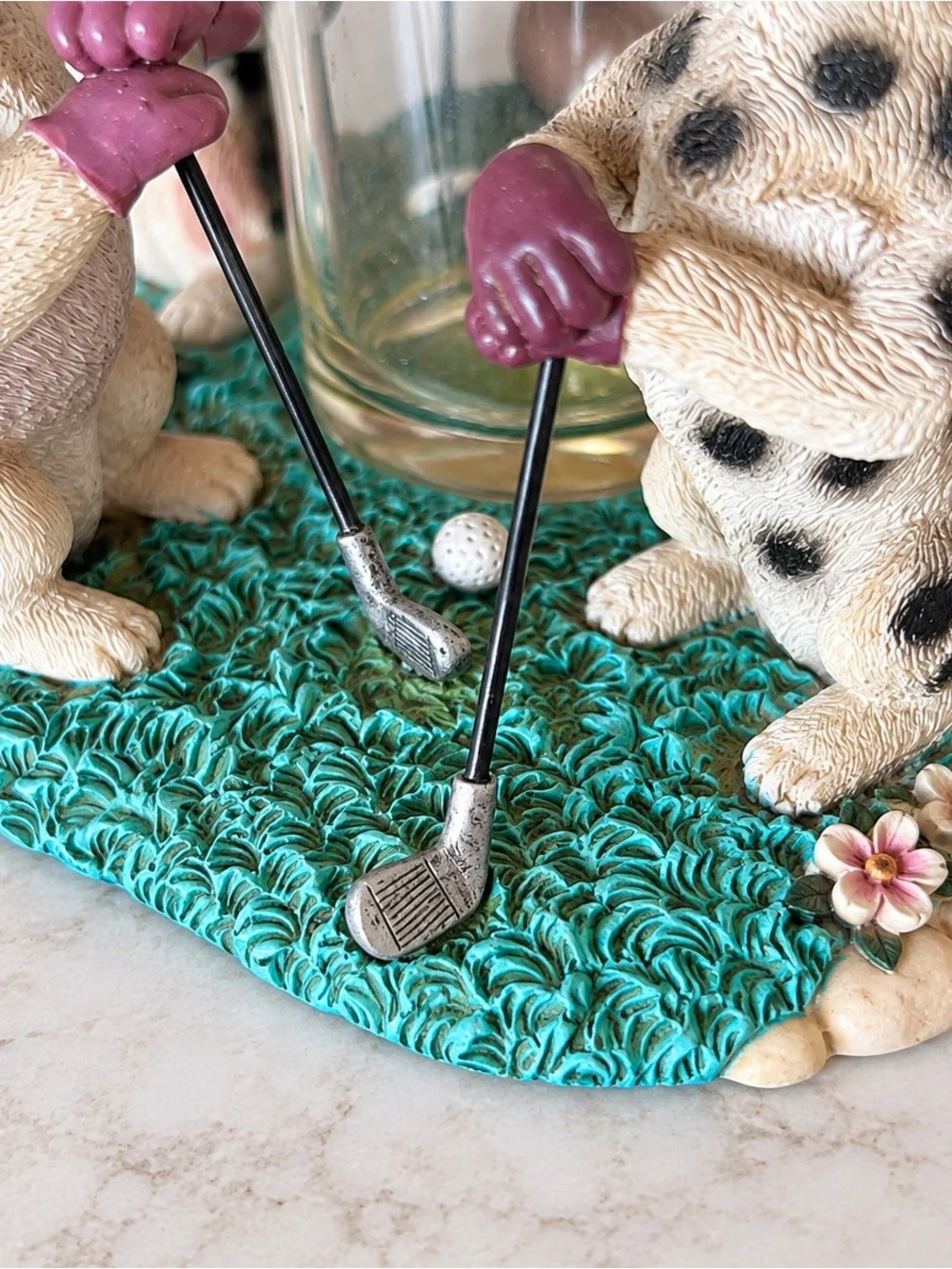 CCI 2002 True Friends Play Golfing Dogs Votive Candle Holder Figurine Vintage